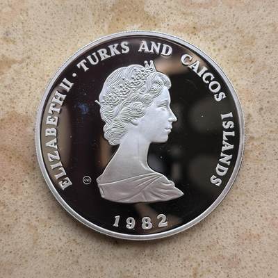 道一币馆币章第一百六十八场 - 特克斯和凯科斯群岛1982年国际儿童年10克朗精制银币 23.28g 925S 8000