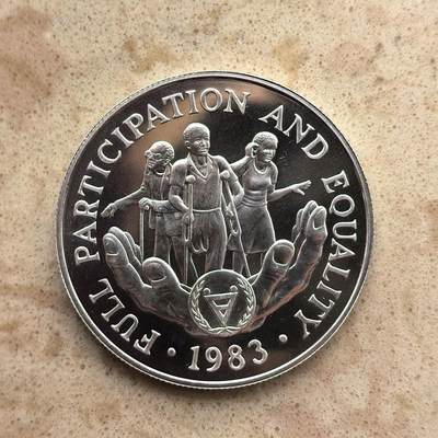 道一币馆币章第一百六十八场 - 利比里亚1983国际残疾人年20元精制银币 28.28g 925S 20000