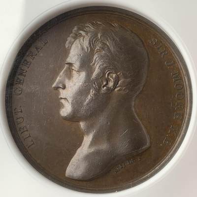 掌中浮雕-藏着的欧洲第053场 - NGC MS62 : 1820英国约翰摩尔爵士纪念铜章, 41mm