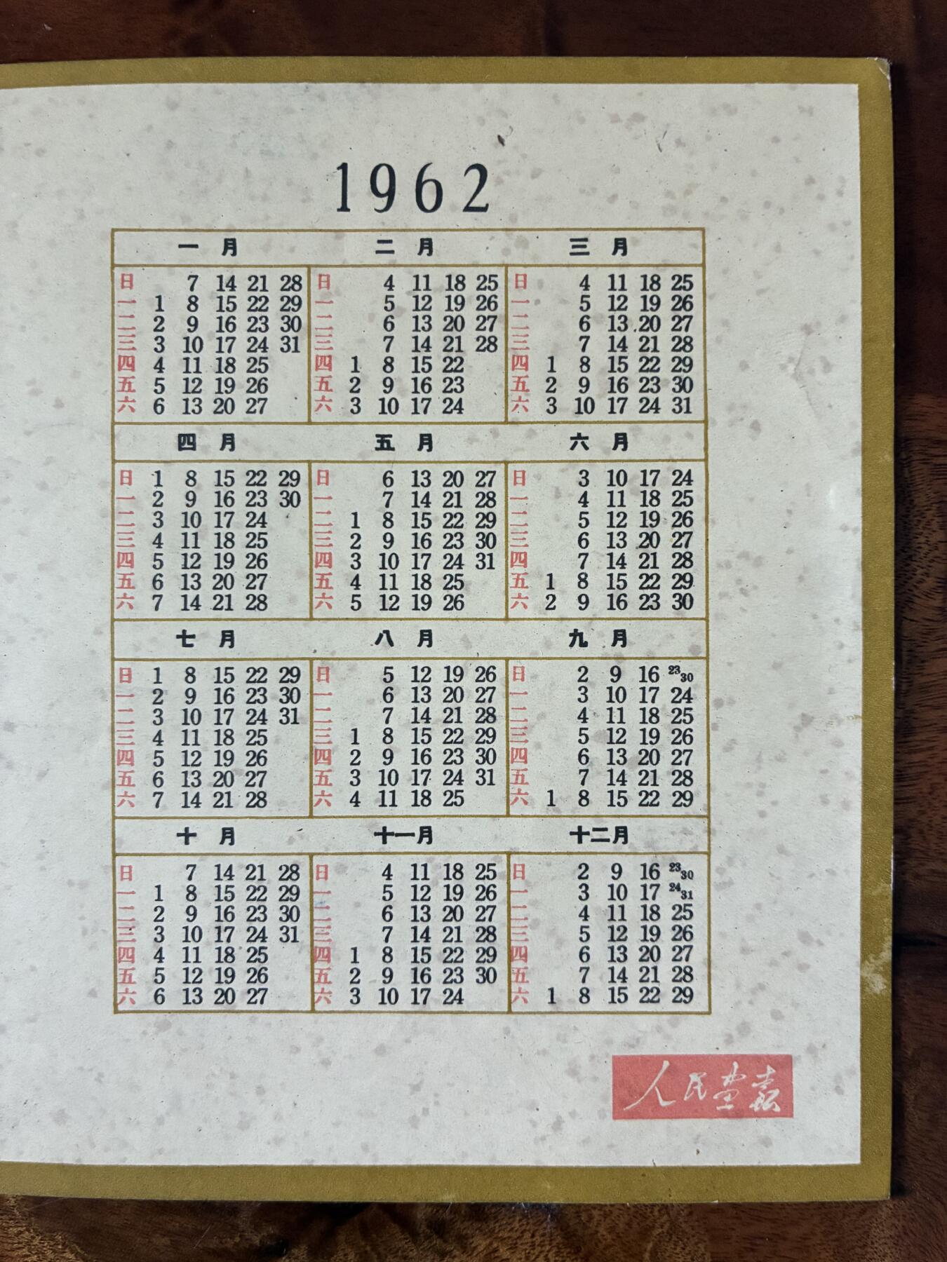 情怀旧藏儿时记忆经典收藏交流拍卖会 1962年人民画报老年历片