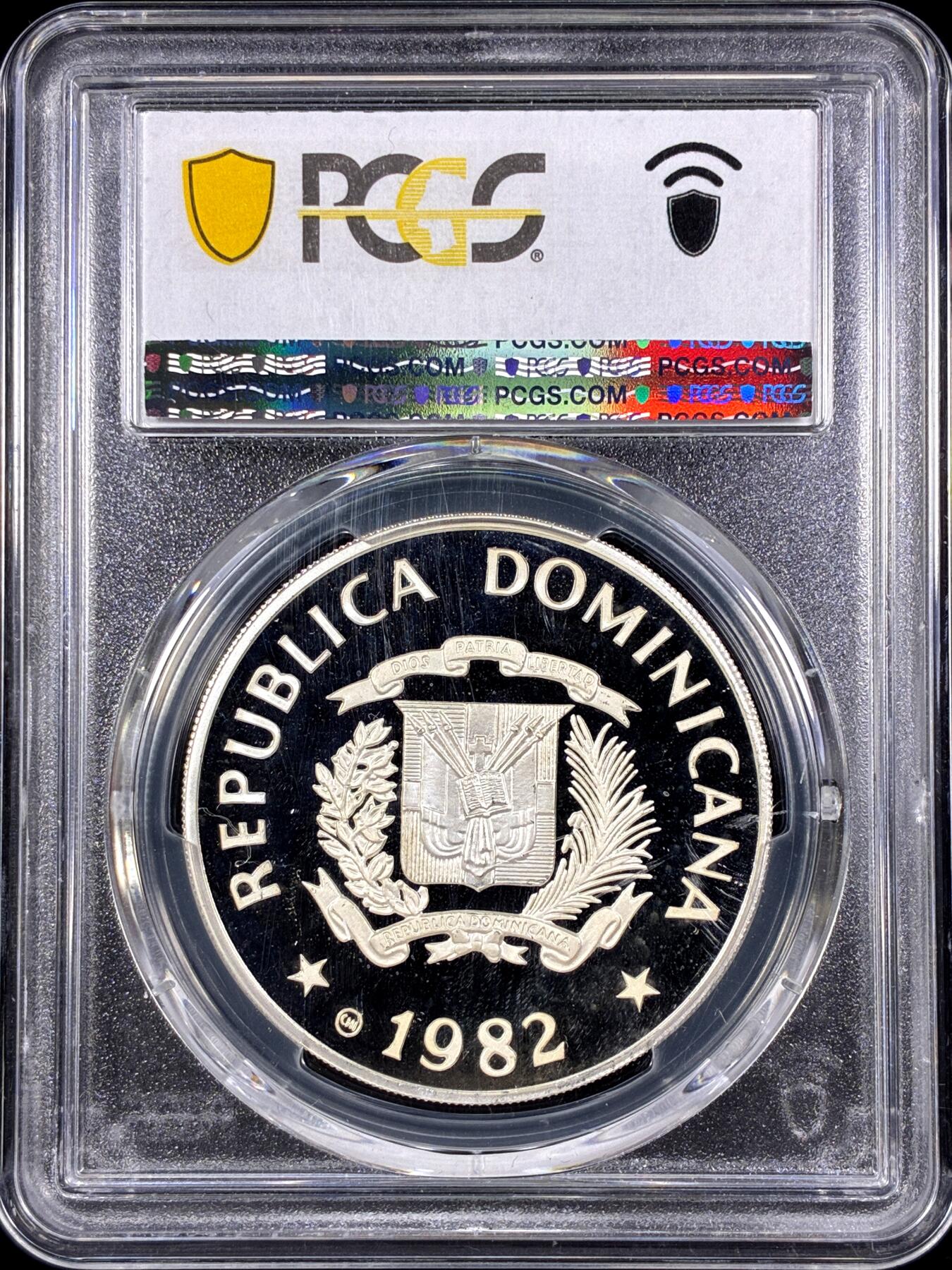 【雨安】【直播拍卖】【第0126期-评级币章】2026-03-07 周六 19:30 (金价1176, 银价22.16) [评级现代] Dominica 多米尼加 10比索 1982年 儿童年 PCGS-PR67DCAM 精制币