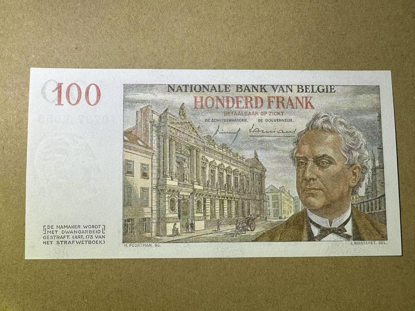 (800期大拍拍品火热征集中🔥）【Blue Auction】世界纸币精拍第790期——18级TOP拍卖/信誉/品质/专业/高效💫  比利时 1958年100法郎 法属风 UNC品相