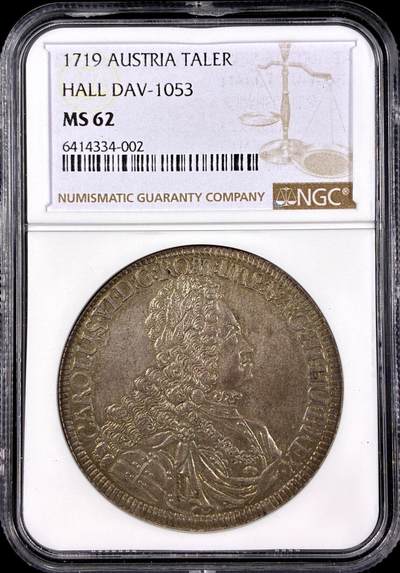 【雨安】【直播拍卖】【第0126期-评级币章】2026-03-07 周六 19:30 (金价1176, 银价22.16) - [评级欧洲] Austria 奥地利 1泰勒 1719年 查理六世  NGC-MS62