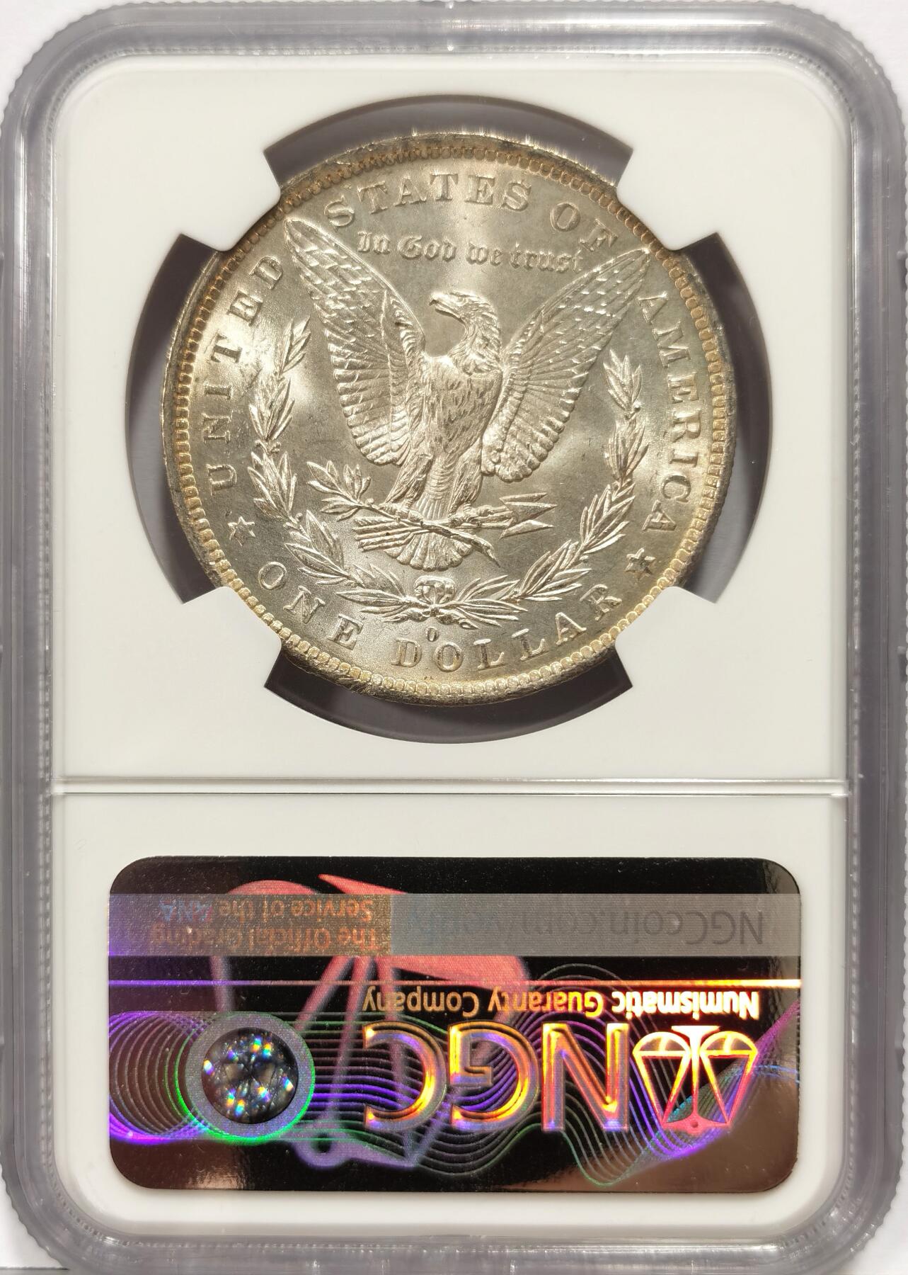 博洋堂世界钱币拍卖第163期（全场包邮） NGC MS63 美国1884年O版摩根银币，双面渐变黄油五彩，大头和老鹰深打，一流的绸缎光，BU的霜感犹在，标准64分品相，63错杀了