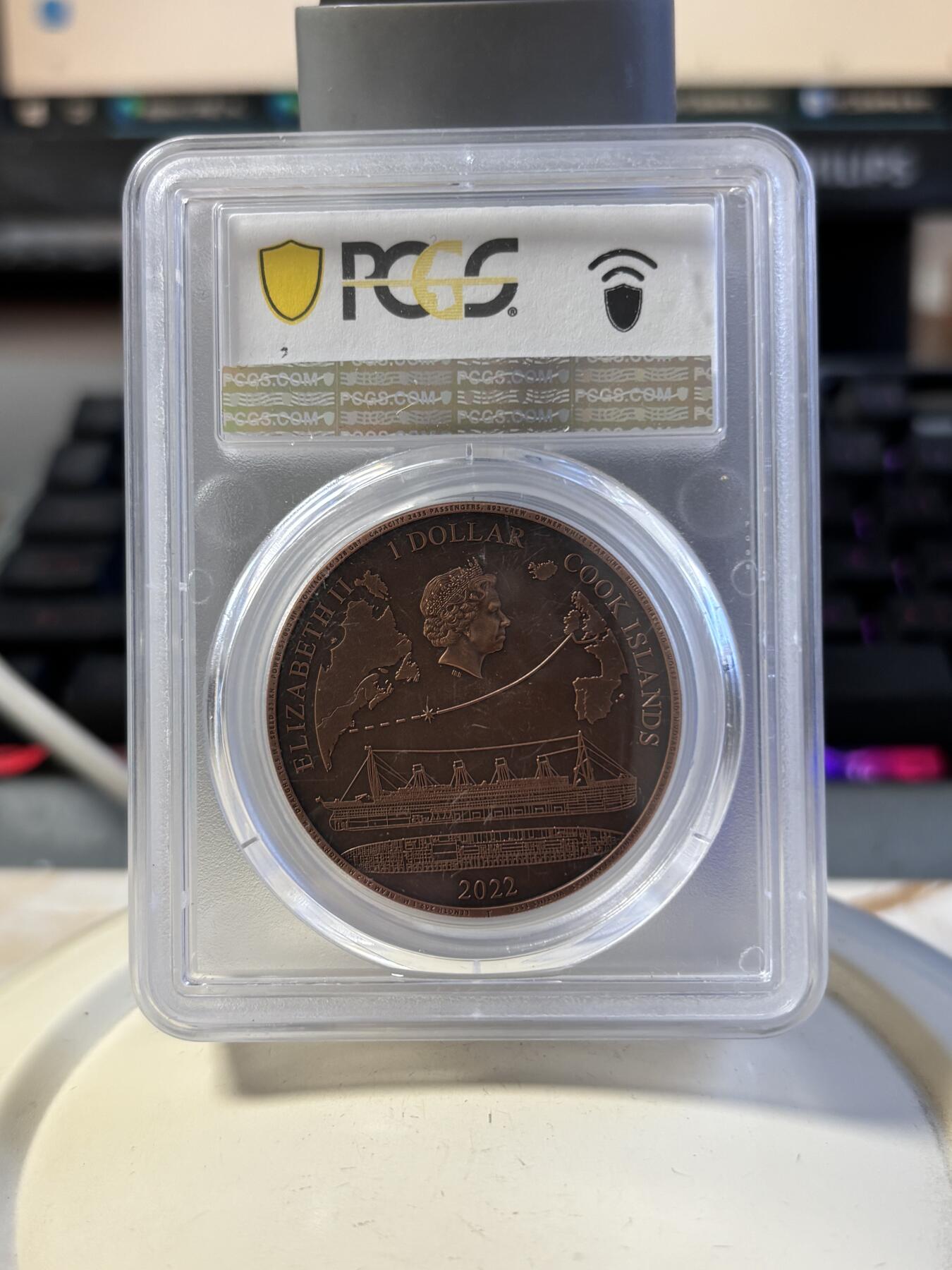 第192期拍卖 库克2022年泰坦尼克号110周年纪念铜币PCGS-MS70，50克，发行5000枚