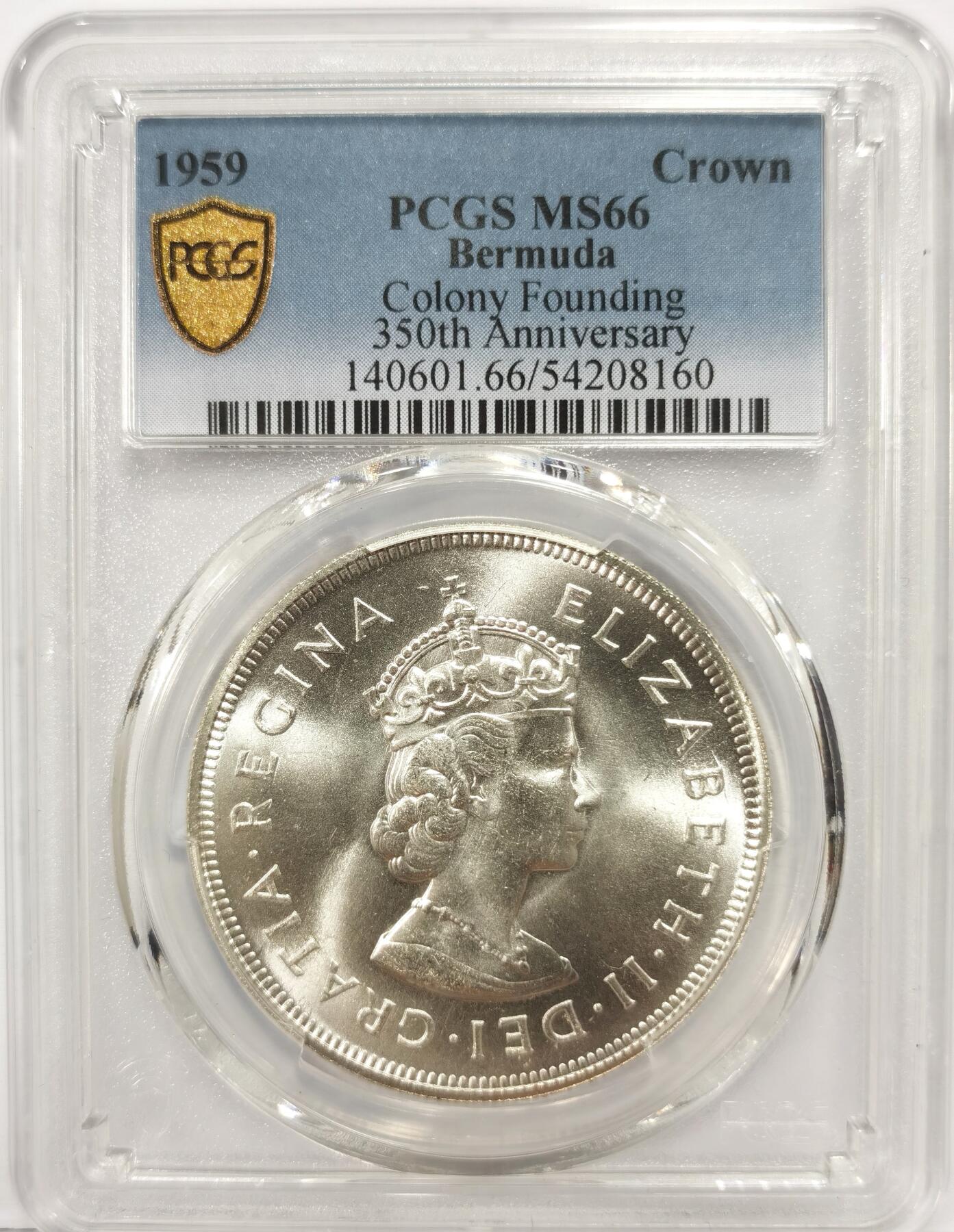 博洋堂世界钱币拍卖第163期（全场包邮） PCGS MS66 英属百慕大1959年伊丽莎白二世发现百慕大350周年1克朗纪念银币-2