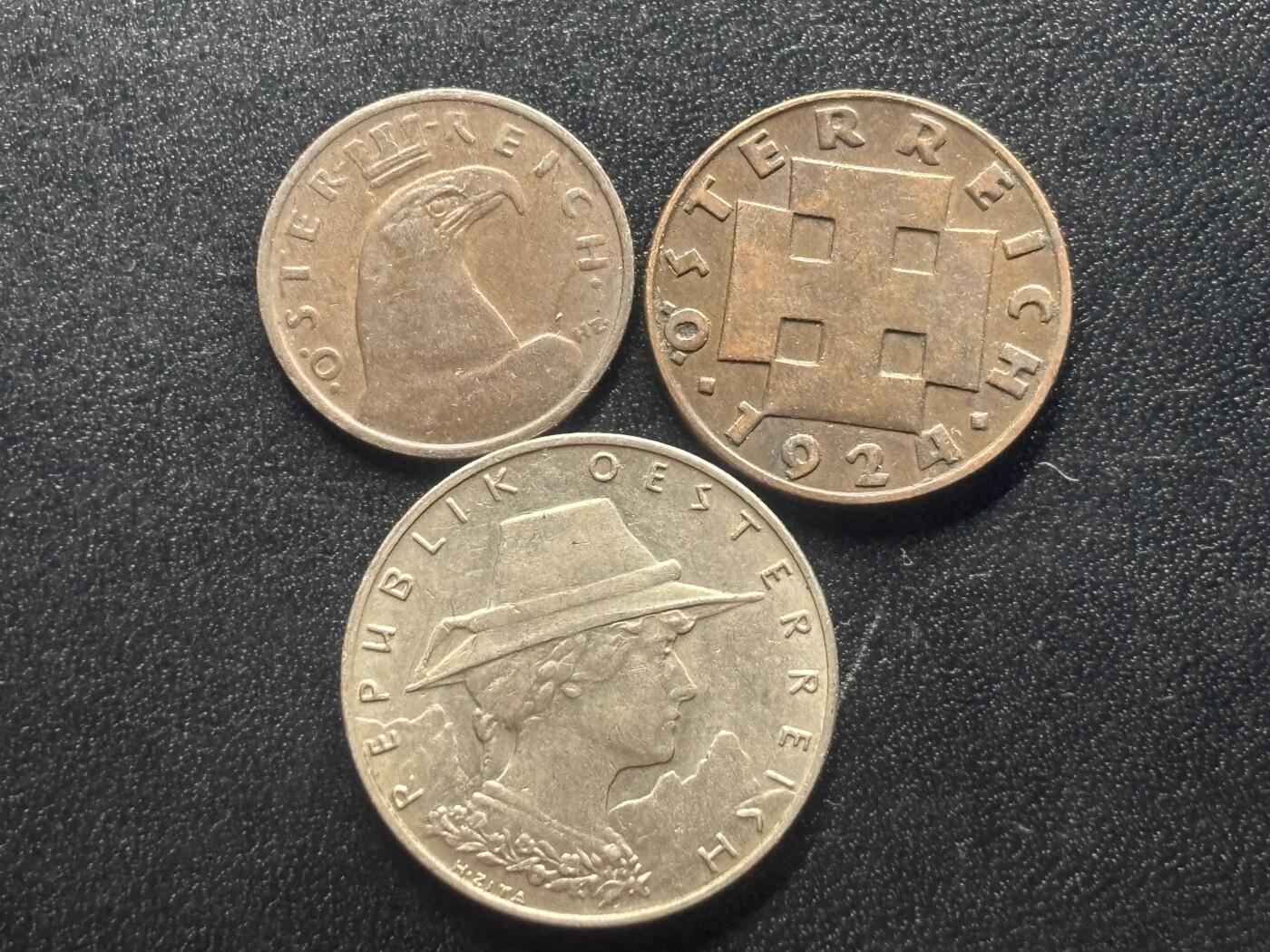 邮泉阁限时拍卖第四十二场（硬币在国外。请付邮费6元。） 奥地利第一共和国（皇冠）1924年3枚