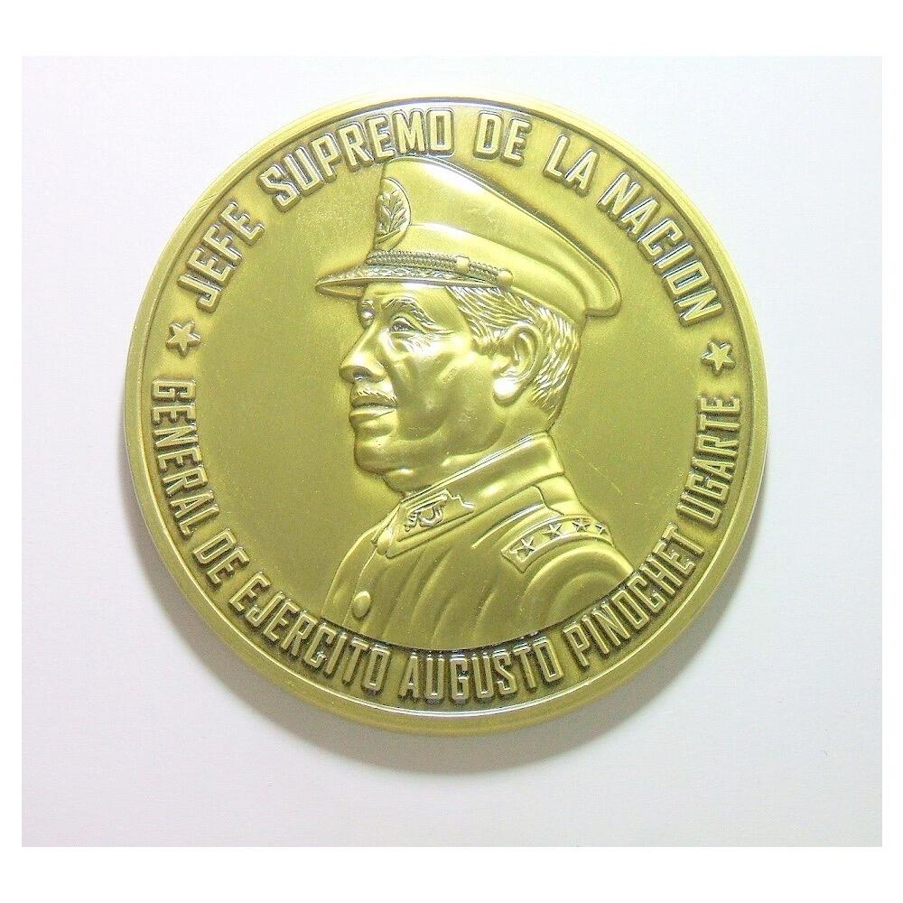 【艺术】智利艺术大章 独裁者总统皮诺切特+总统府 高浮雕精制超大铜章 70MM 102克