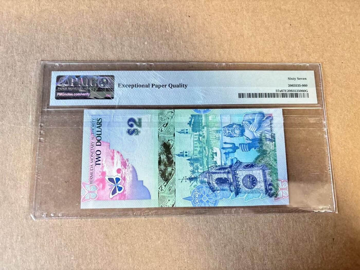 (800期大拍拍品火热征集中🔥）【Blue Auction】世界纸币精拍第790期——18级TOP拍卖/信誉/品质/专业/高效💫  【洋葱冠 获奖钞 无47】百慕大 2009年2元 蓝鸟 PMG67EPQ  