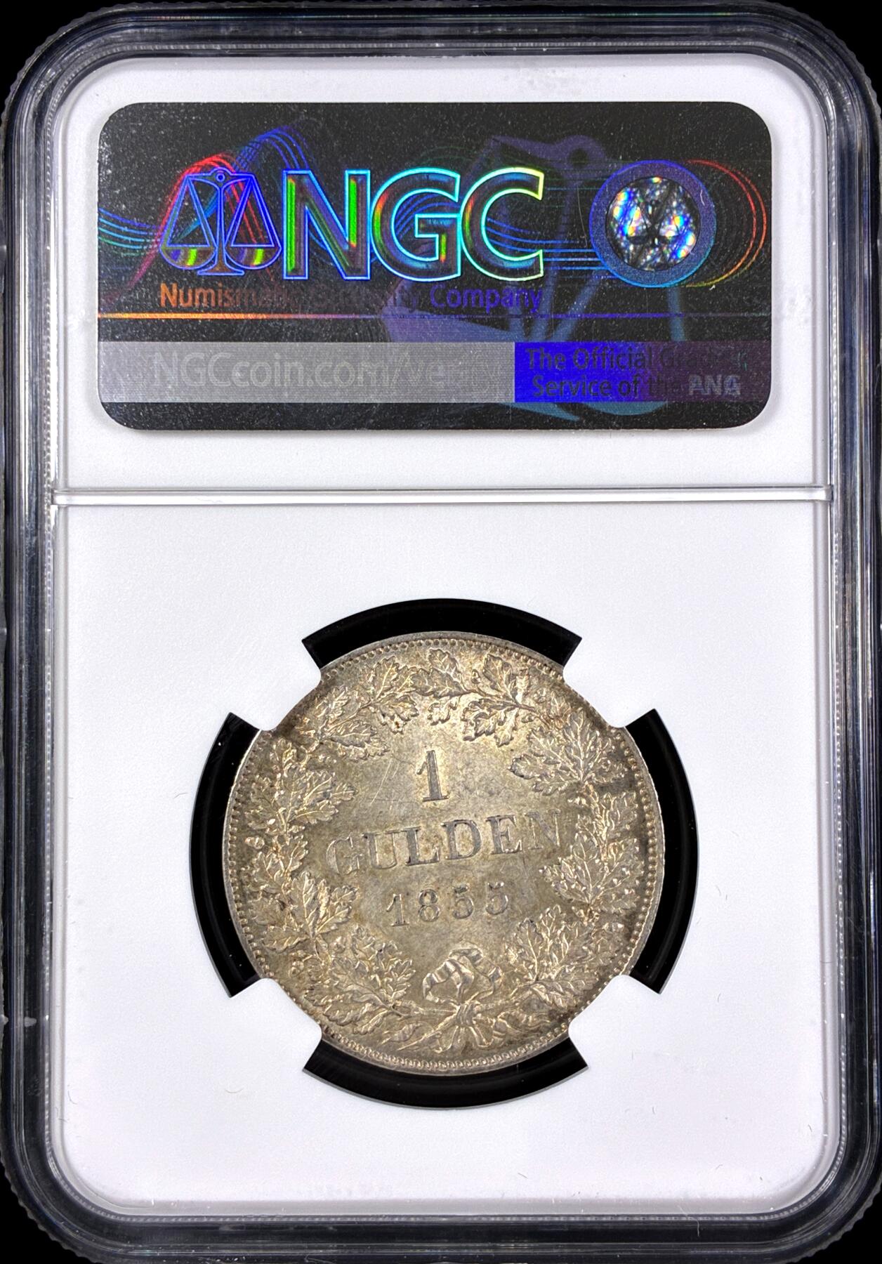 【雨安】【直播拍卖】【第0126期-评级币章】2026-03-07 周六 19:30 (金价1176, 银价22.16) [评级德国] Germany 德国 德意志 1盾 Bavaria巴伐利亚 KM#0826 (1848-1864) 马克西米利安二世 1855年  NGC-MS62 黄油光