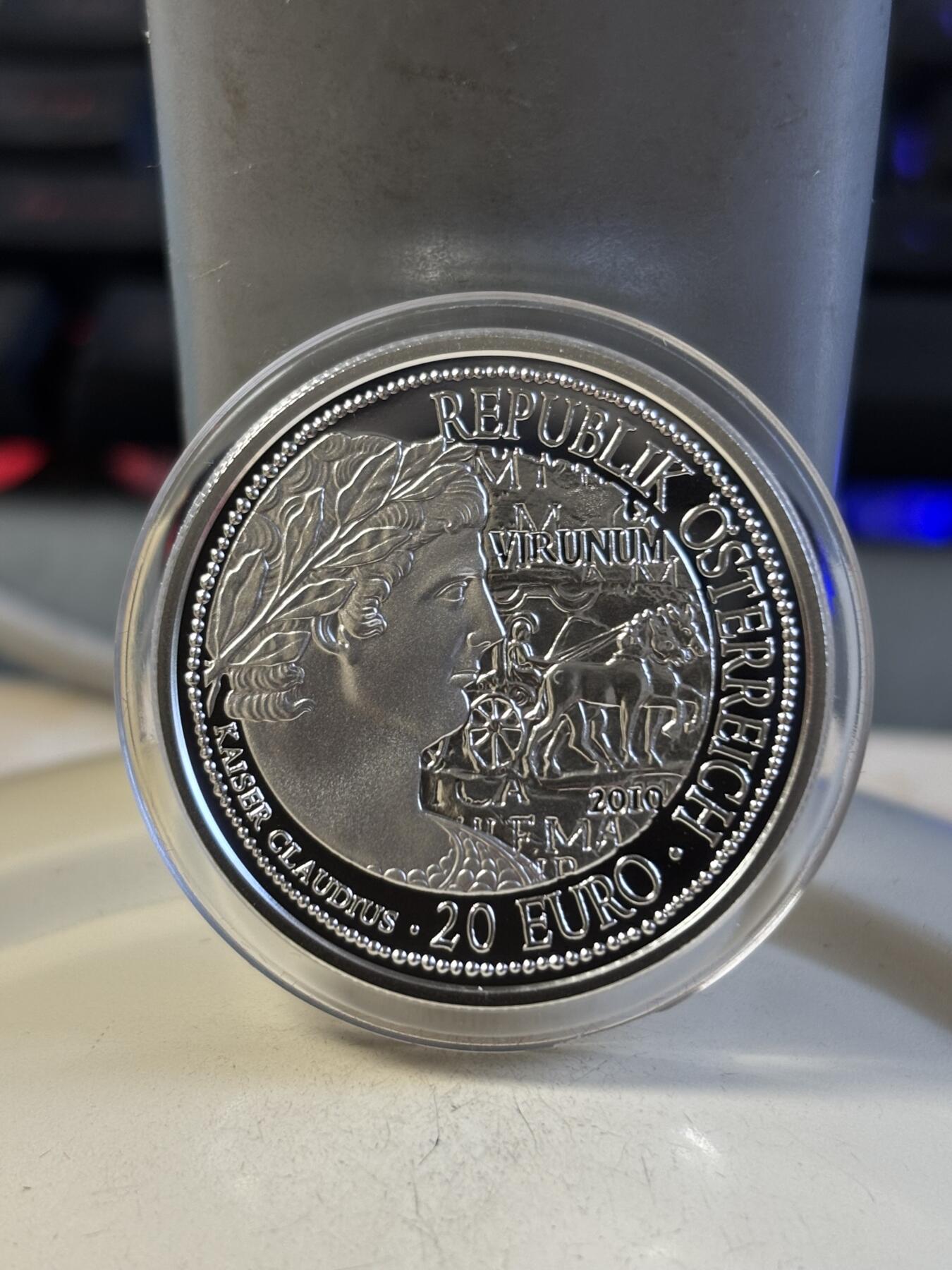 第192期拍卖 奥地利2010年多瑙河系列1罗马维鲁努姆纪念银币，900银，发行50000枚，18克