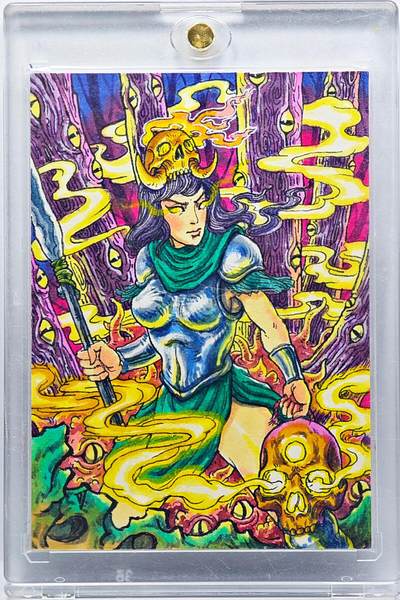 白泽拍卖卡牌手绘专场第33期（去岁千般皆如愿 今年万事定称心） - 2023 多吉手绘卡 战神  多吉亲签 卡砖封装