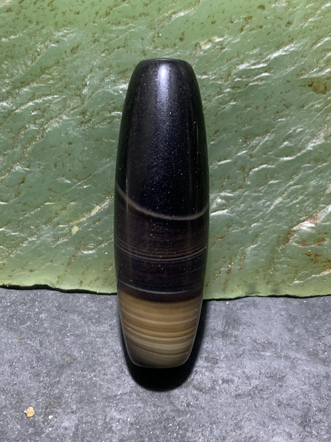 精美罕见X图案千层纹药师玛瑙桶珠一个