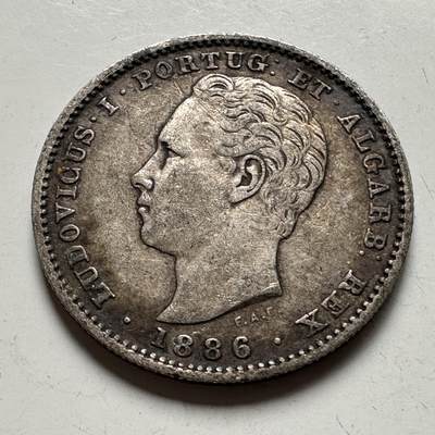 🌹外币初藏🌹🐯2026年第24场  每周二四六晚8️⃣点 接代拍 - 葡萄牙 1886年 路易斯一世 200 REIS 银币 直径约24mm，重量约5g，含银91.7%，