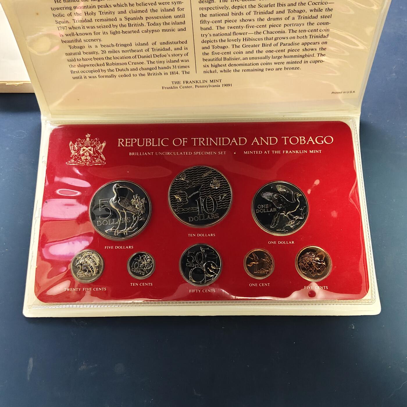 【全场包邮】纯粹捡漏拍509场 【稀少】特立尼达和多巴哥1980年官方封装套币-盒证全-量796