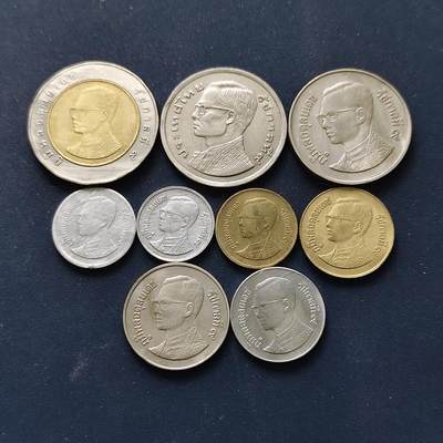 【全场包邮】纯粹捡漏拍508场 - 泰国各年份拉玛九世中年版9枚套币-含寺庙版7枚+大小龙船