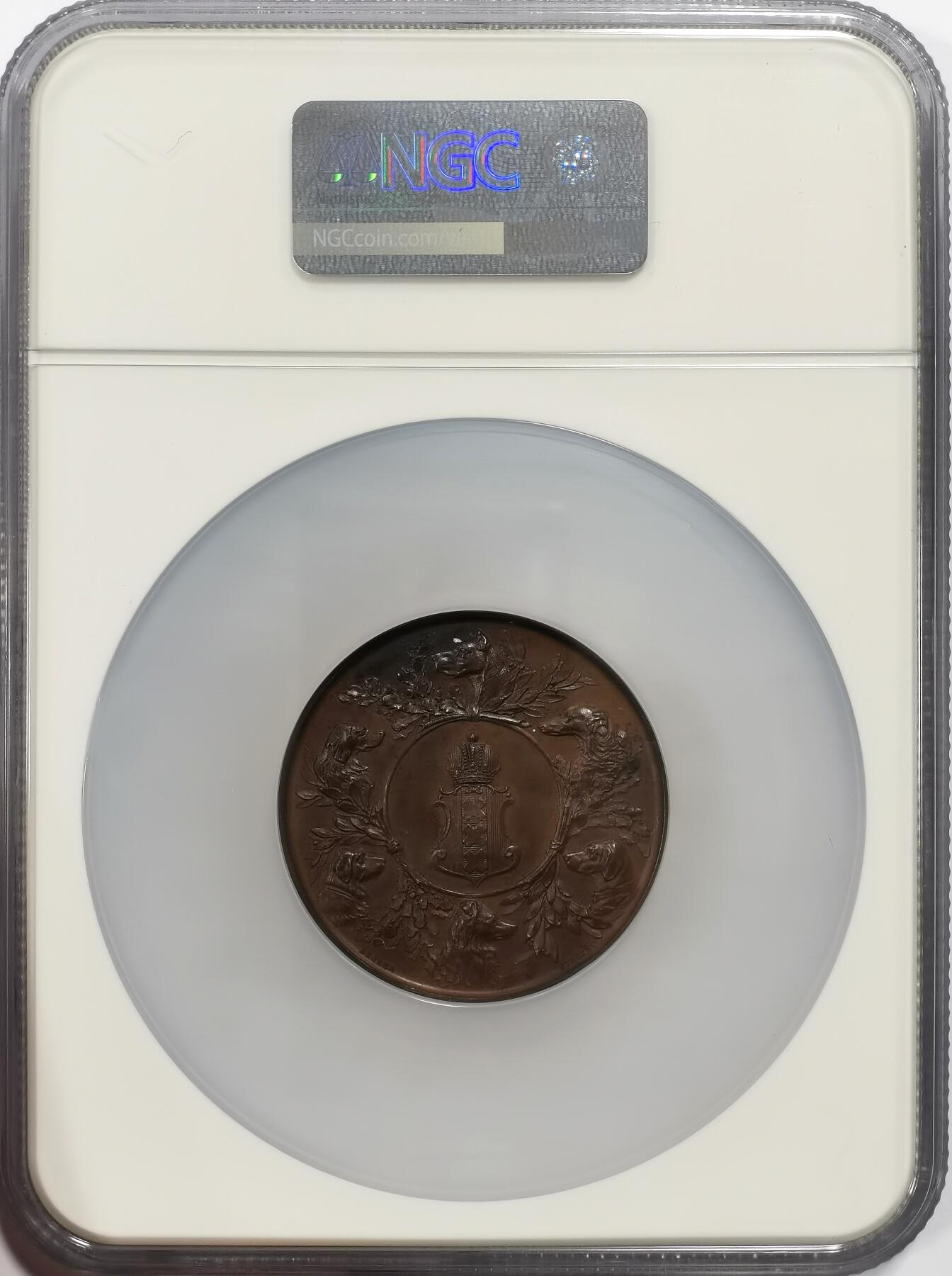 博洋堂世界钱币拍卖第163期（全场包邮） NGC UNC 荷兰狗俱乐部纪念铜章，19世纪末至20世纪初，荷兰犬类运动（如赛狗、狩猎）流行，此类纪念章常用于俱乐部活动或会员奖励