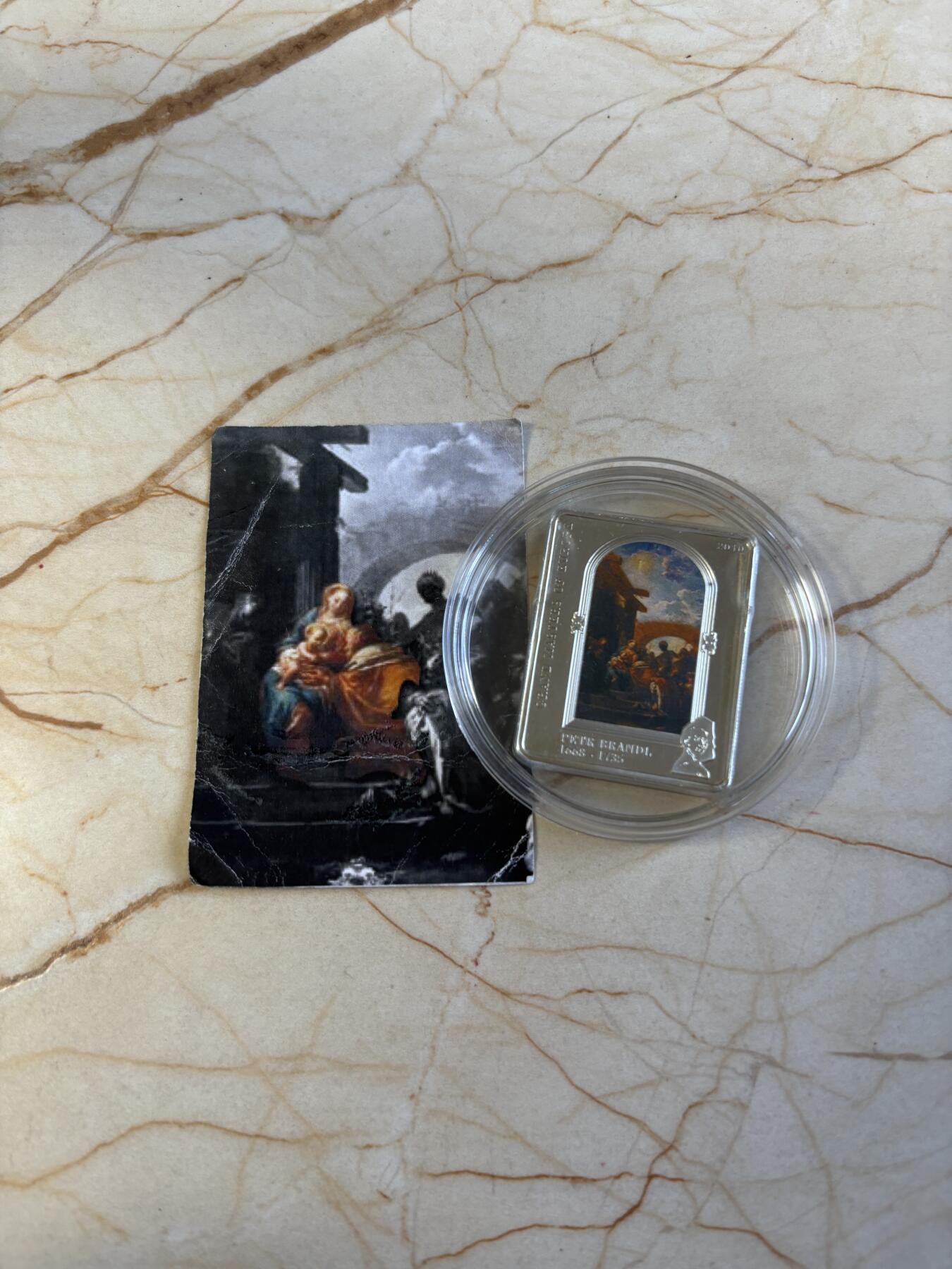 第192期拍卖 库克2010年名画系列切赫布兰德上帝的信徒矩形银币带证书，925银，25克，发行量2500枚，