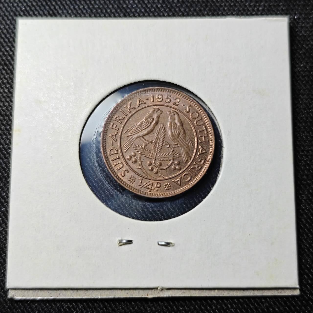 KK钱币收藏小铺   套币 批量/好品散币专场 2月预留时间 周末发货  1952英属南非1/4便士铜币