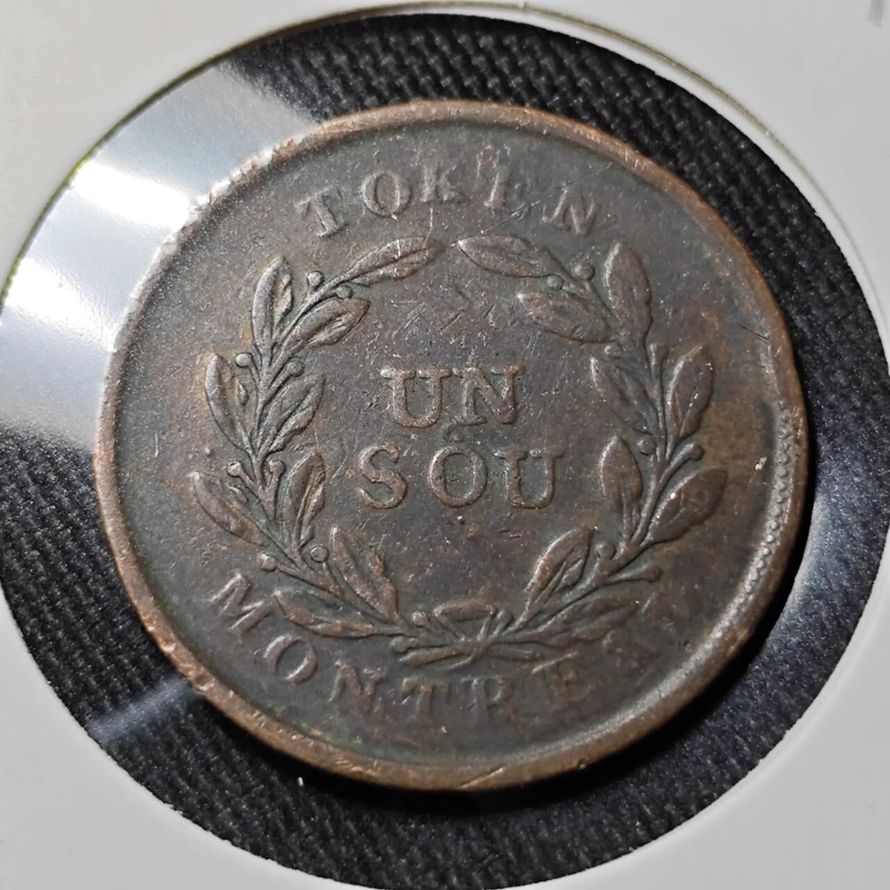 KK钱币收藏小铺   套币 批量/好品散币专场 2月预留时间 周末发货  加拿大 蒙特利尔 1SOU铜币 