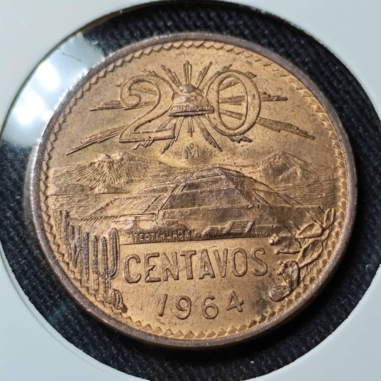 KK钱币收藏小铺   套币 批量/好品散币专场 2月预留时间 周末发货  1964墨西哥20分铜币