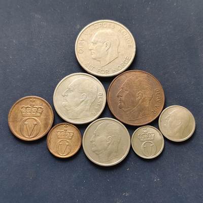 【全场包邮】纯粹捡漏拍508场 - 挪威1962-1975年动物版8枚套币