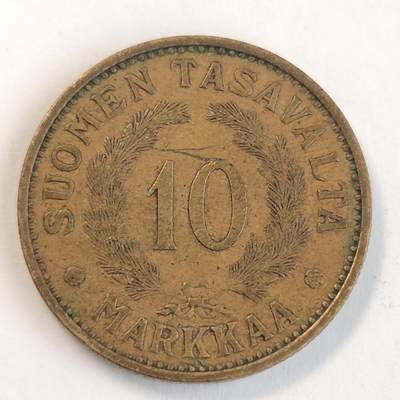 布加迪🐬～世界钱币(上海)🌾第 279 期 /  各国套币和散币 - 芬兰🇫🇮 1936年 10马克 27mm ~C18