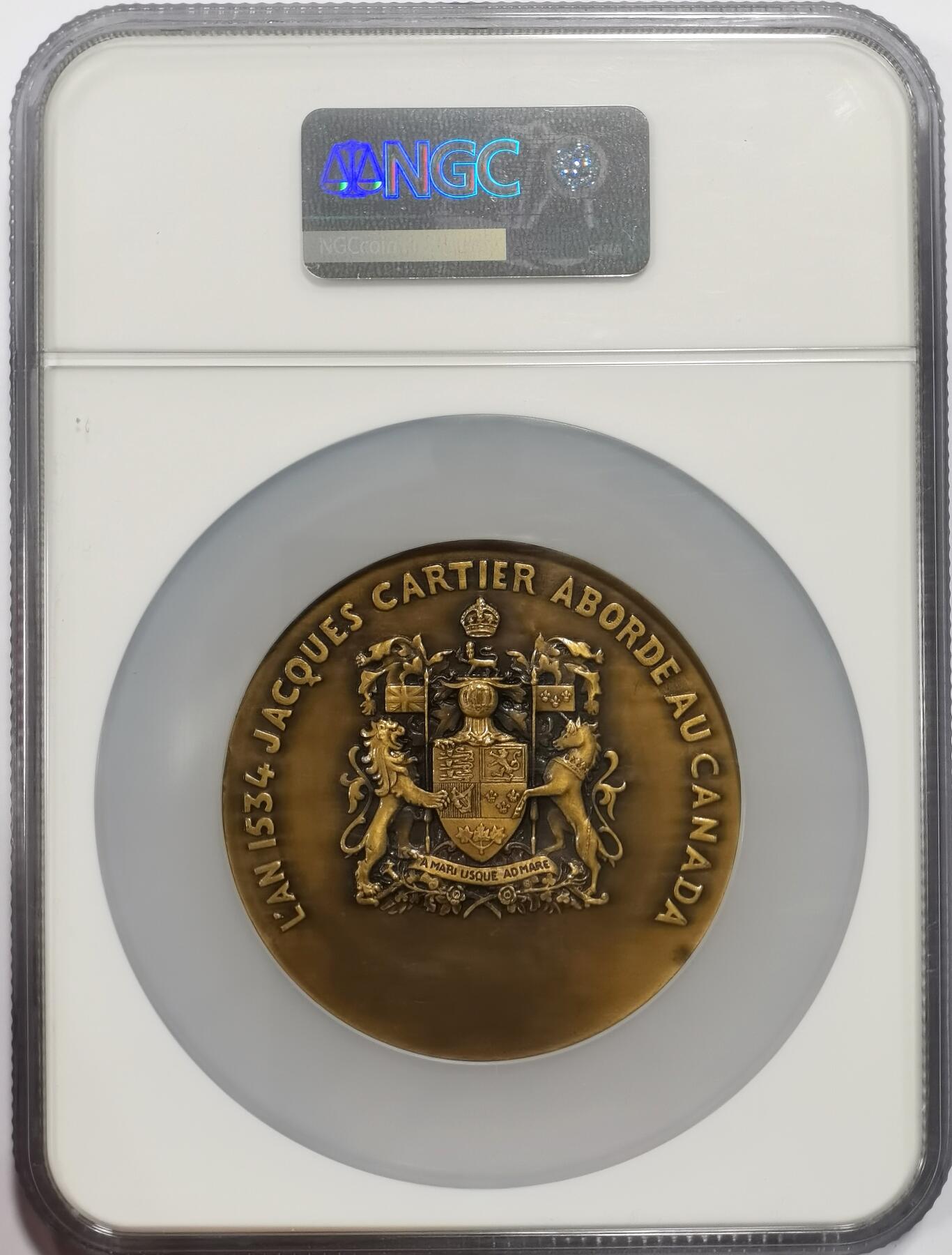 博洋堂世界钱币拍卖第163期（全场包邮） NGC MS63BN 法国1934年探险家雅克·卡蒂埃登陆加拿大400周年纪念大铜章