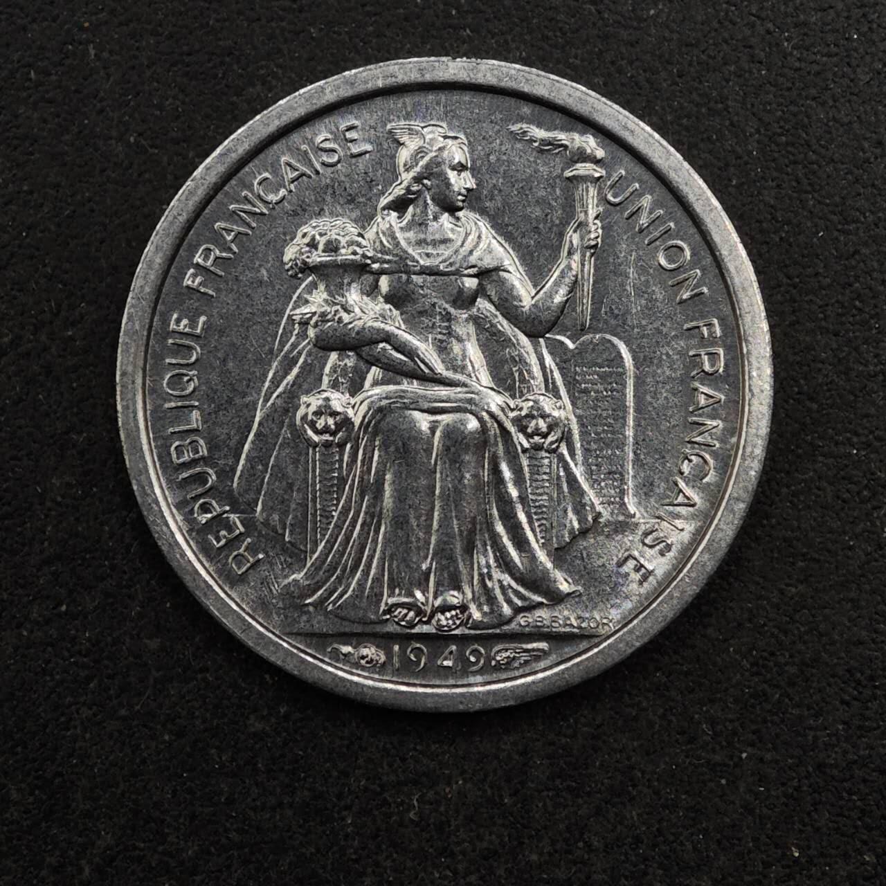 【淘币小摊】实时拍第八百七十六拍   散币场    每周一统一发货 法属大洋洲1949年50分铝币