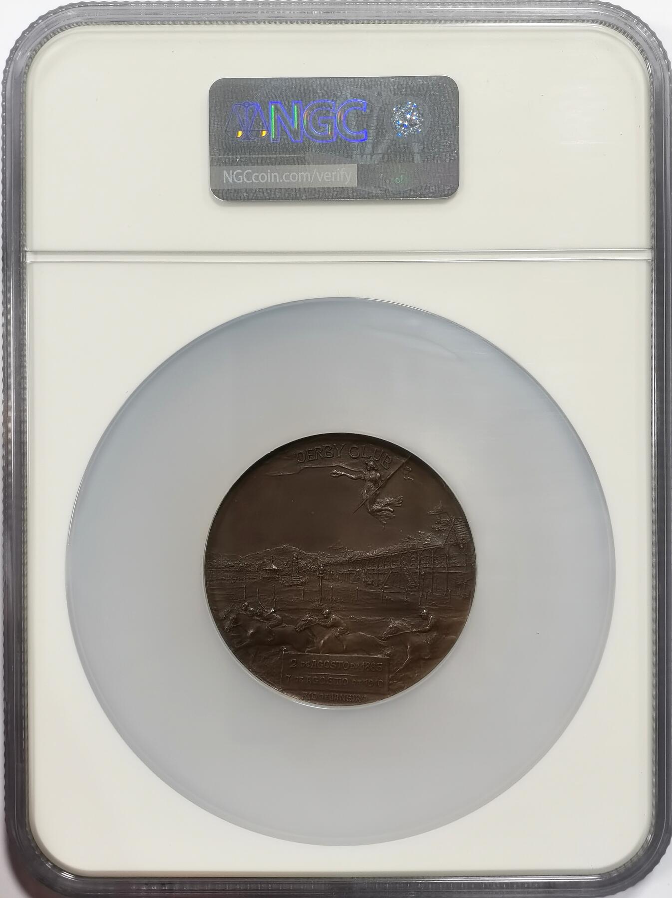 博洋堂世界钱币拍卖第163期（全场包邮） NGC MS64BN 巴西1910年德比俱乐部成立25周年纪念大铜章