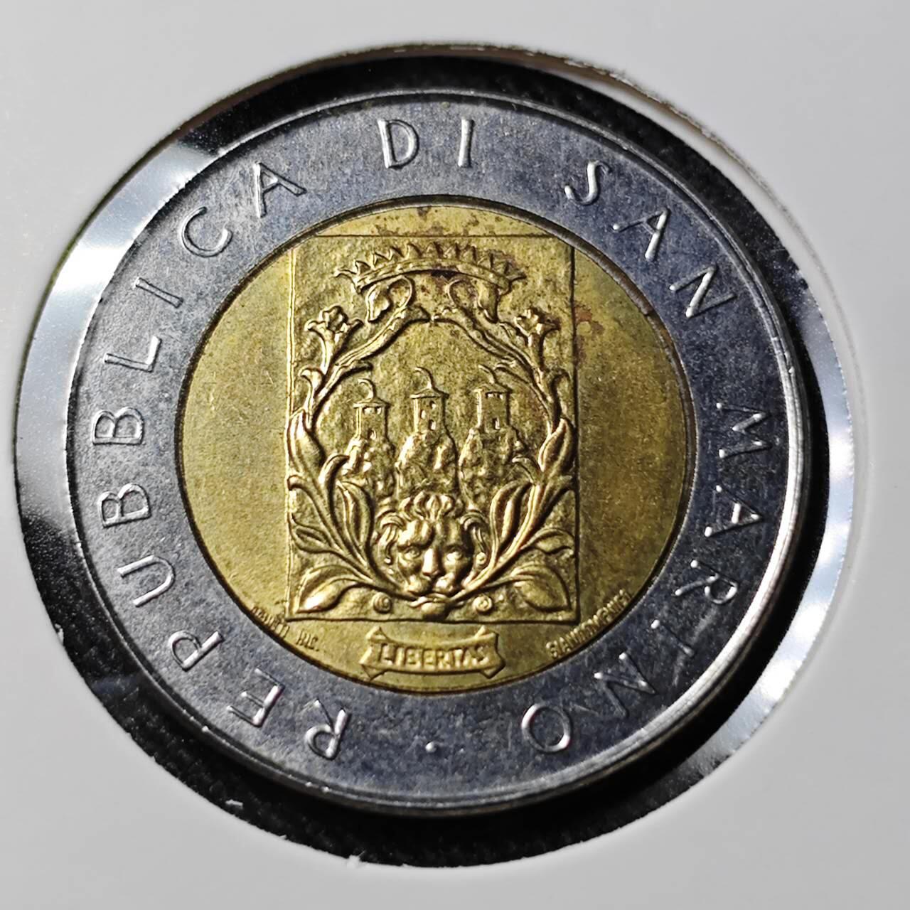 KK钱币收藏小铺   套币 批量/好品散币专场 2月预留时间 周末发货   圣马力诺500里拉双色币