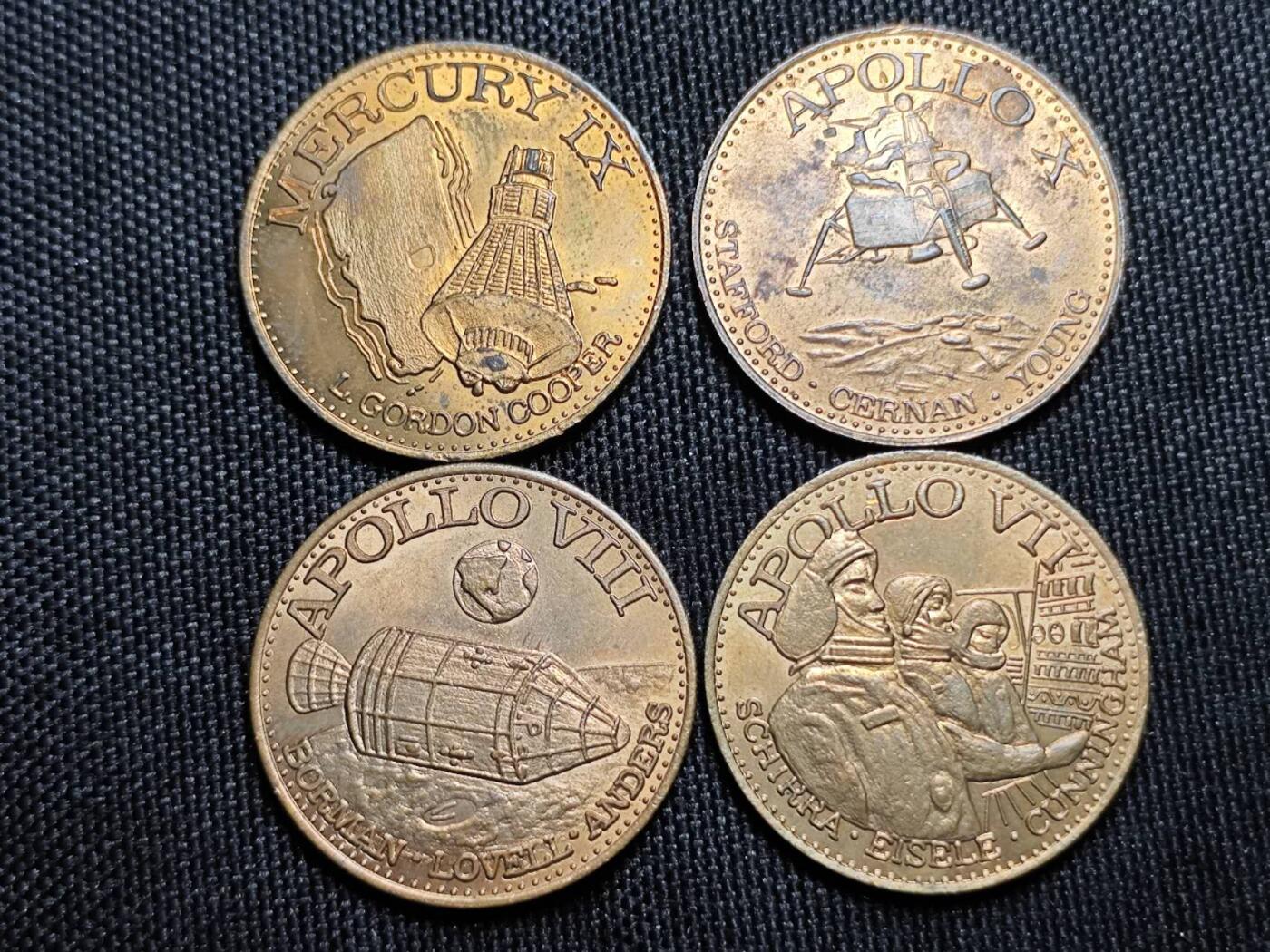 KK钱币收藏小铺   套币 批量/好品散币专场 2月预留时间 周末发货  美国航天纪念铜章 好品4枚