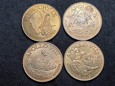 KK钱币收藏小铺   套币 批量/好品散币专场 2月预留时间 周末发货 -  美国航天纪念铜章 好品4枚