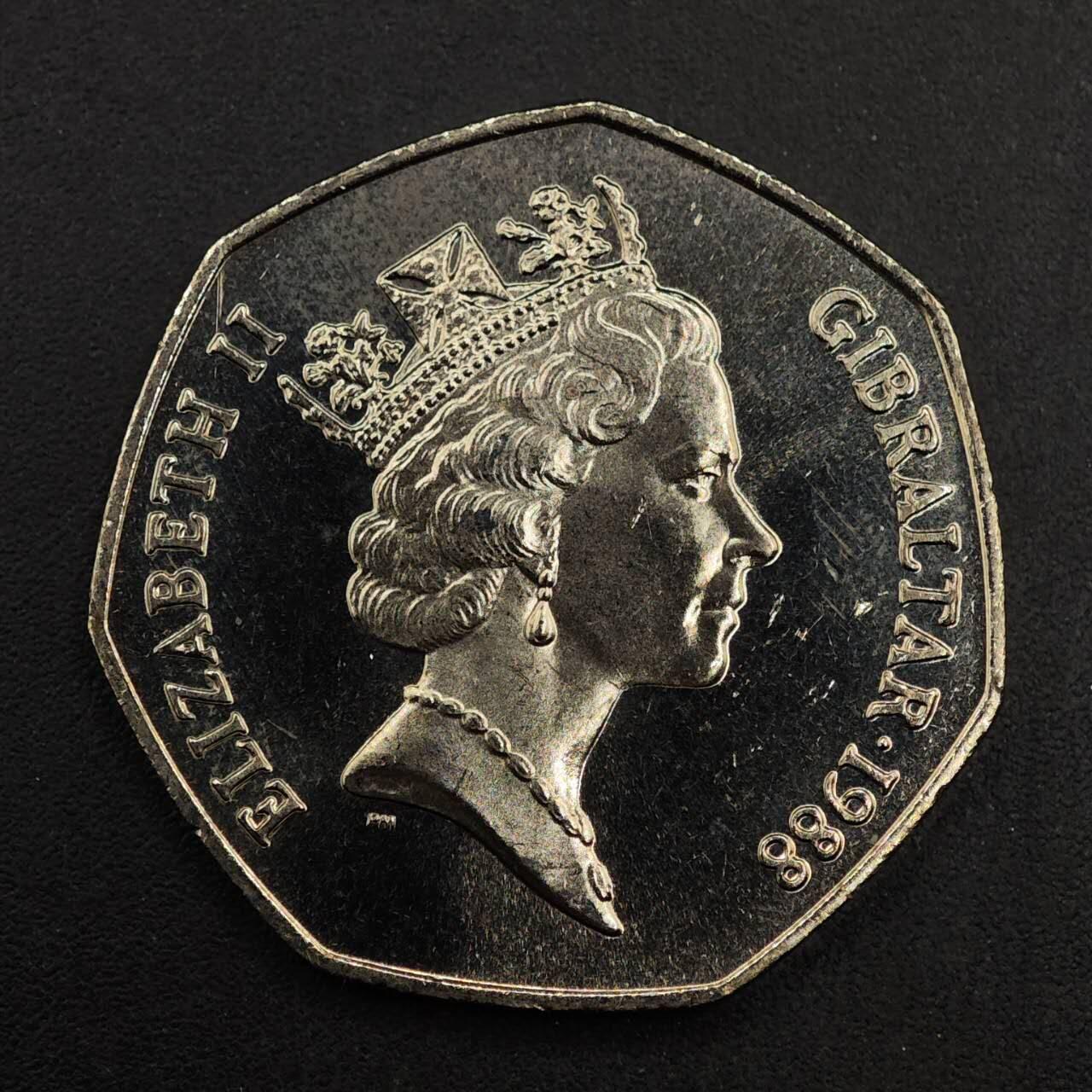 【淘币小摊】实时拍第八百七十六拍   散币场    每周一统一发货 直布罗陀1988年50便士镍币