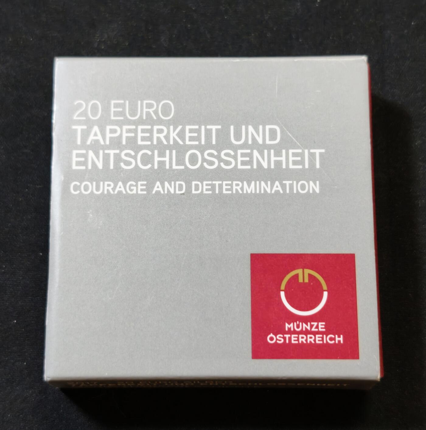 甄臻铺-世界币章拍卖（第53期），甄品场拍品征集中，送拍享返佣金等优惠多多 奥地利2017年20欧元勇气与决心银币 原盒原证 精制币 收藏佳品