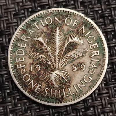 布加迪🐬～世界钱币(上海)🌾第 279 期 /  各国套币和散币 - 尼日利亚🇳🇬 1959年 1先令