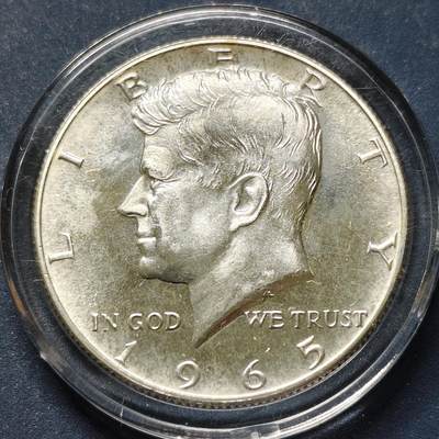 【全场包邮】纯粹捡漏拍508场 - 美国1965年肯尼迪半元银币【30.6毫米11.5克40%】