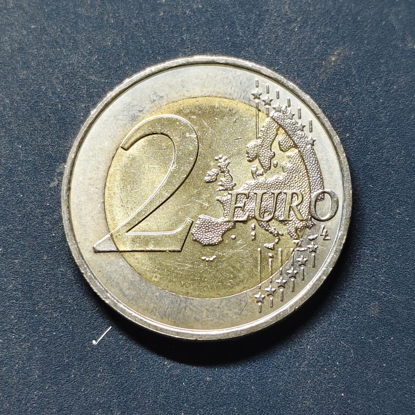 【全场包邮】纯粹捡漏拍508场 法国2014年2欧元世界艾滋病日双色纪念币