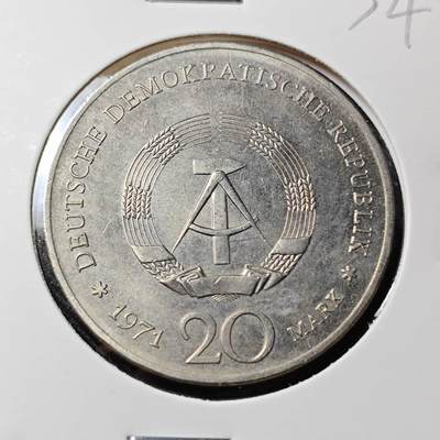 KK钱币收藏小铺   套币 批量/好品散币专场 2月预留时间 周末发货 -  1971东德20马克纪念币