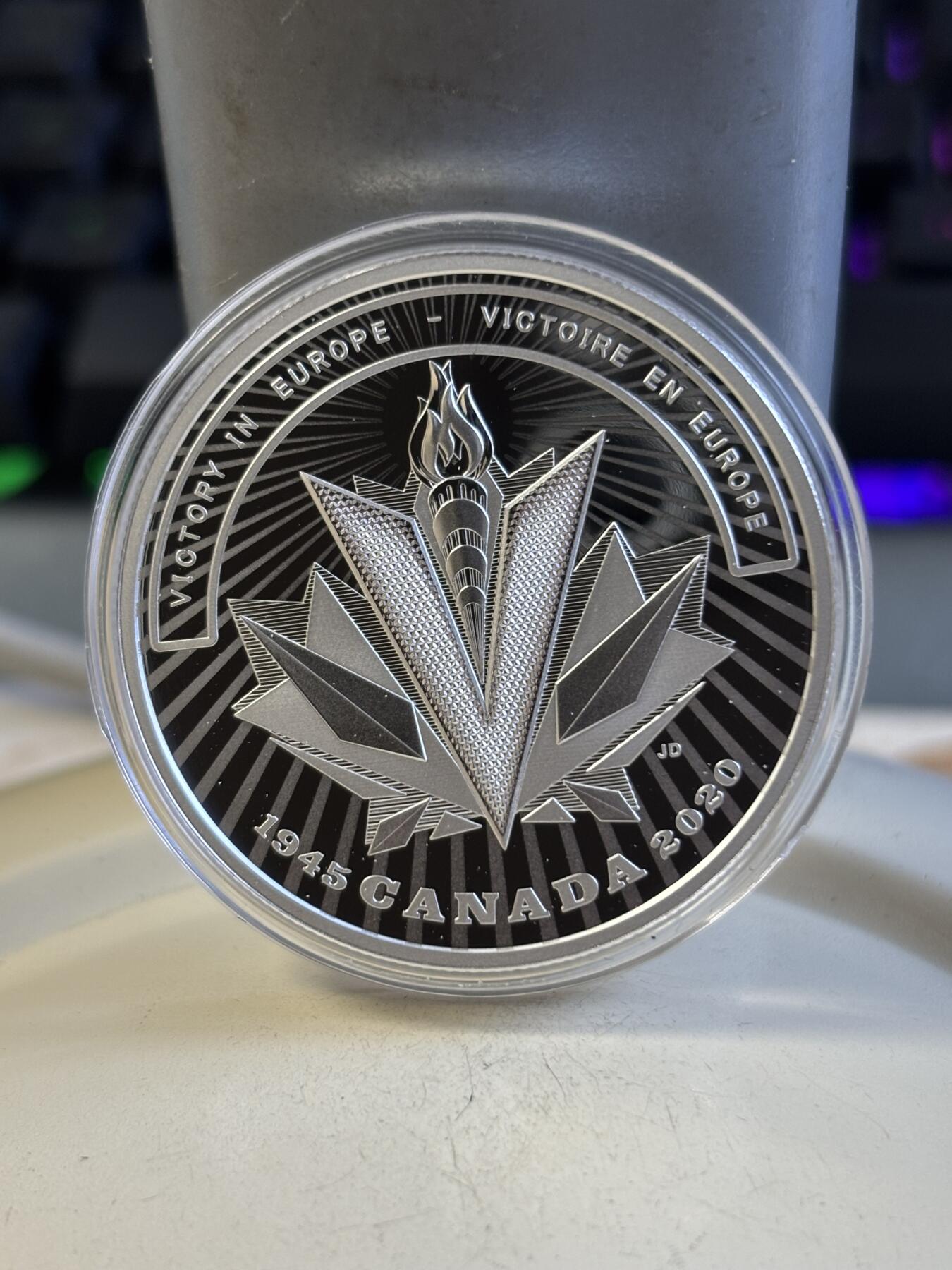 第192期拍卖 加拿大2020年二战前线系列10欧洲胜利日1盎司银币，9999银，发行7500枚