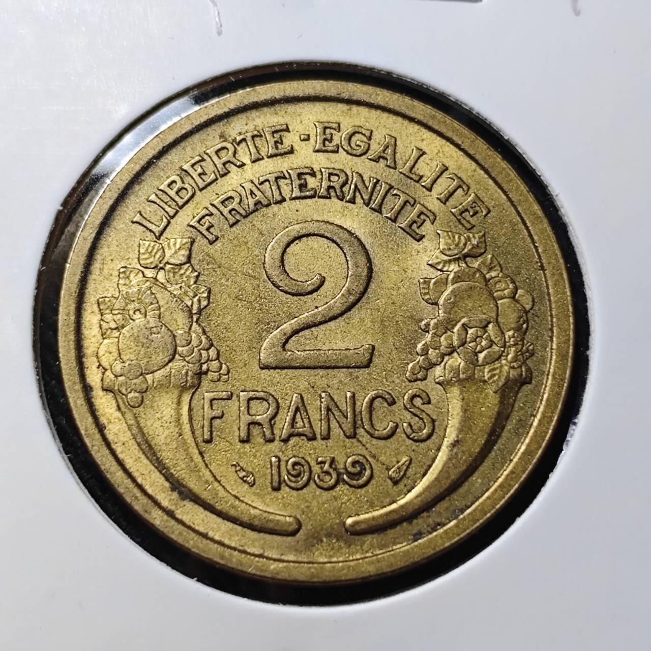 KK钱币收藏小铺   套币 批量/好品散币专场 2月预留时间 周末发货  1939法国2法郎铜币