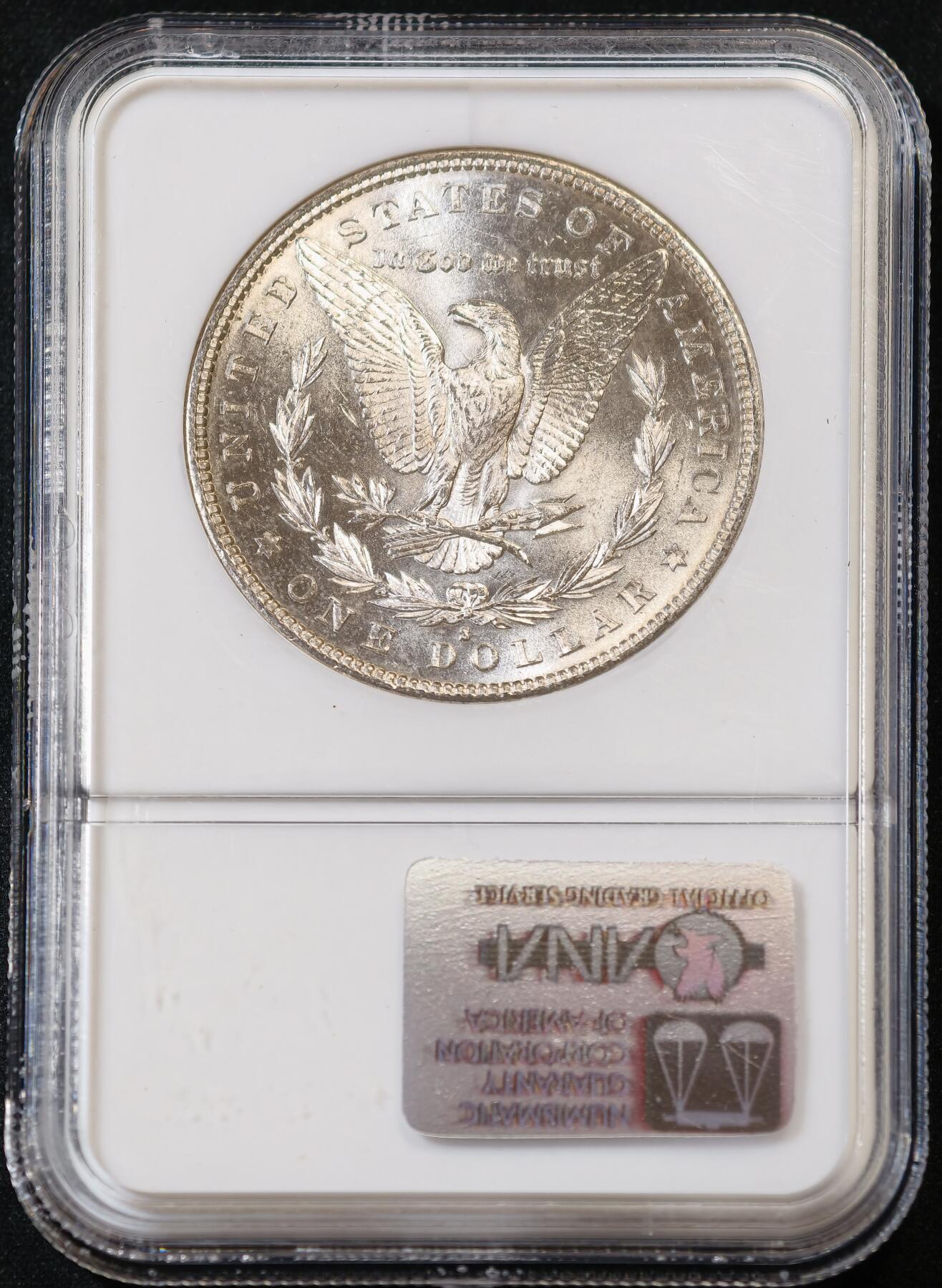 甄臻铺-世界币章拍卖（第53期），甄品场拍品征集中，送拍享返佣金等优惠多多 NGC-MS64 美国1882年S版摩根银元 早期年份 转光明显