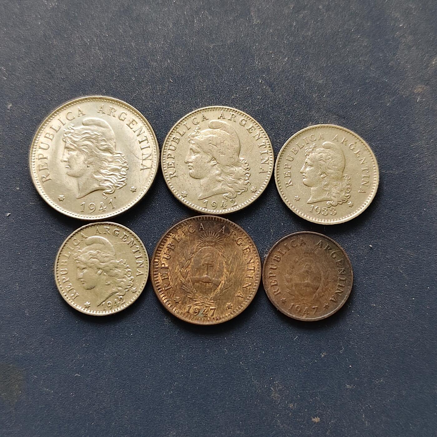 【全场包邮】纯粹捡漏拍508场 阿根廷1933-1947年6枚套币
