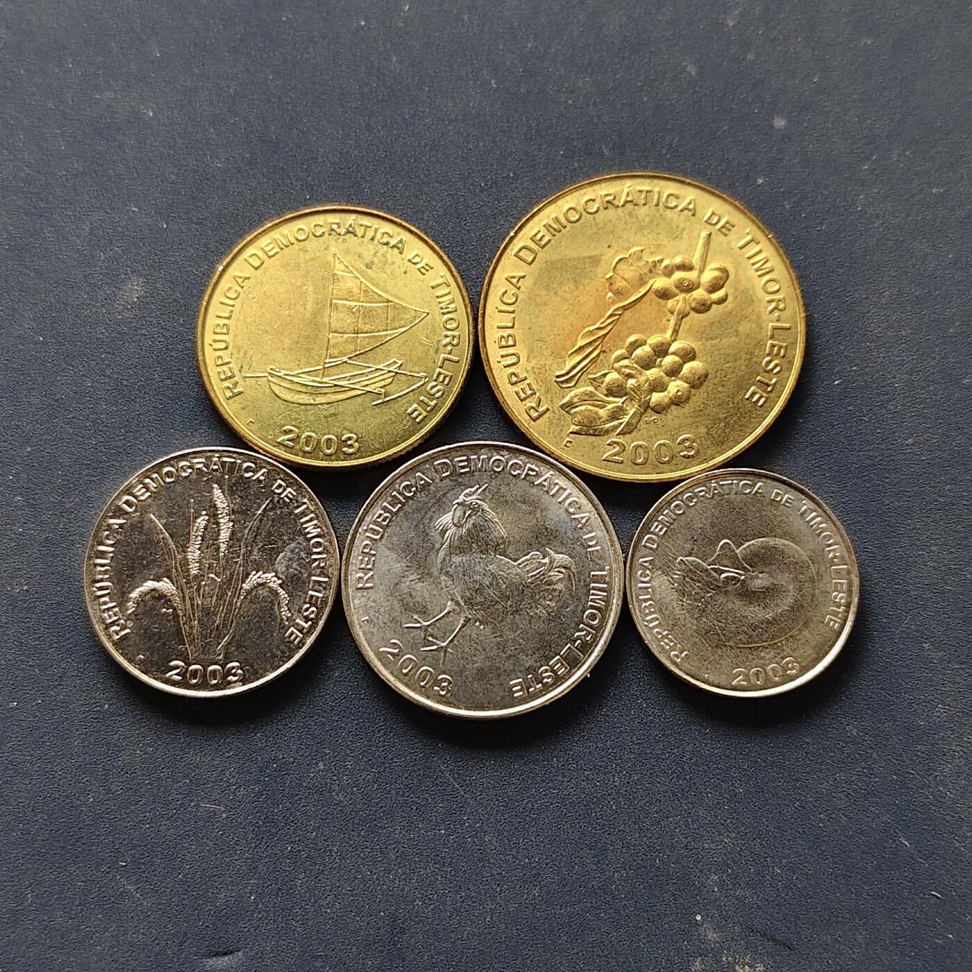 【全场包邮】纯粹捡漏拍508场 东帝汶2003年清年份5枚套币