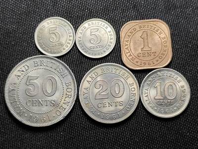 KK钱币收藏小铺   套币 批量/好品散币专场 2月预留时间 周末发货 -  1961马来亚大小面值清年一套 好品