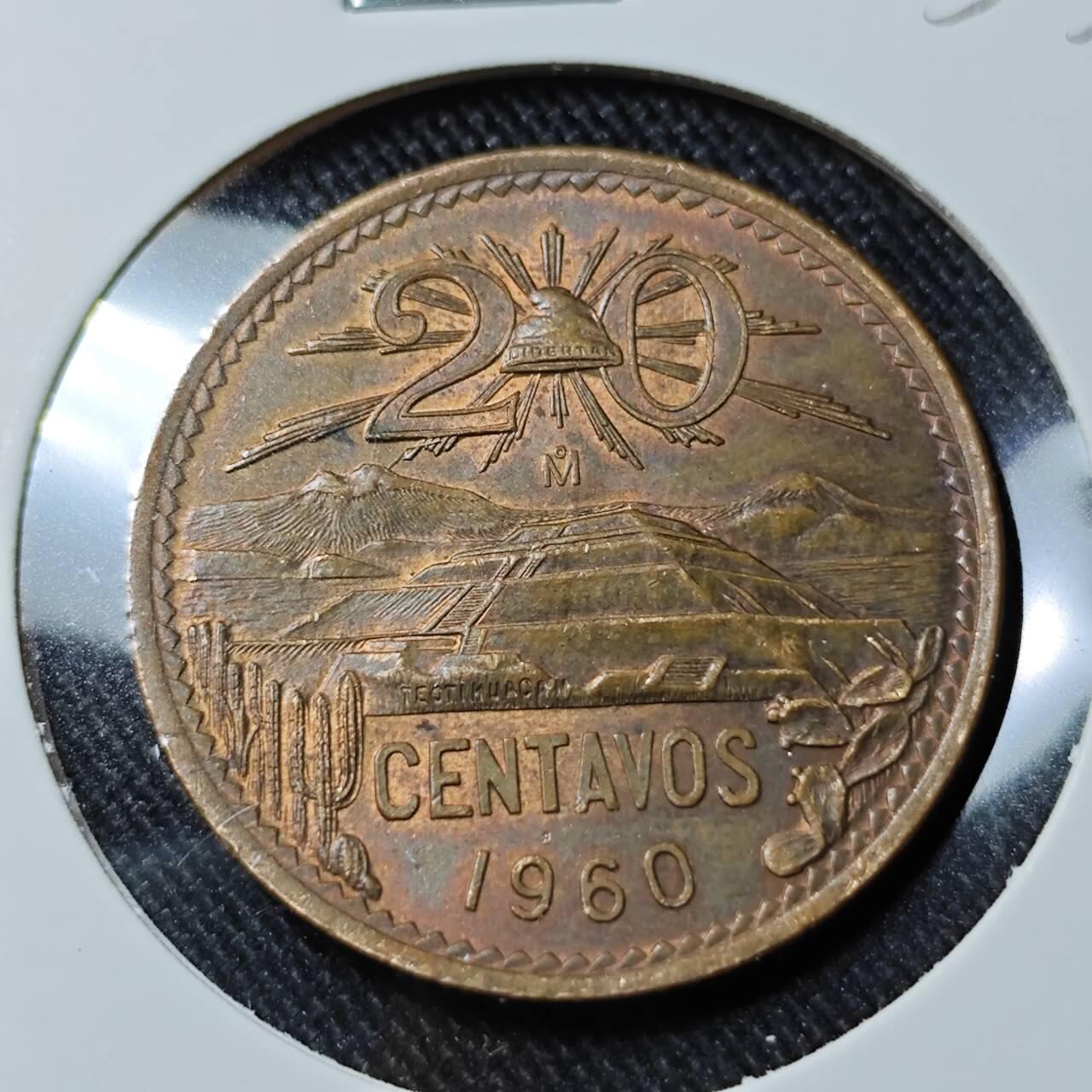 KK钱币收藏小铺   套币 批量/好品散币专场 2月预留时间 周末发货  1960墨西哥20分铜币