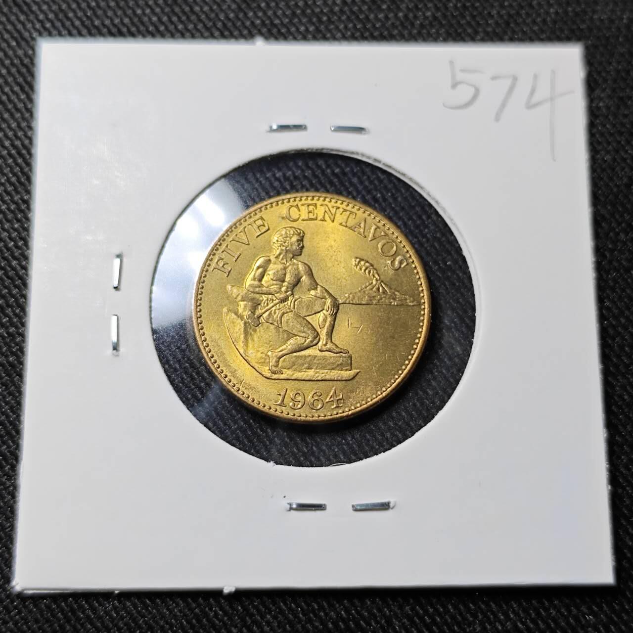 KK钱币收藏小铺   套币 批量/好品散币专场 2月预留时间 周末发货  1964菲律宾5分铜币 好品