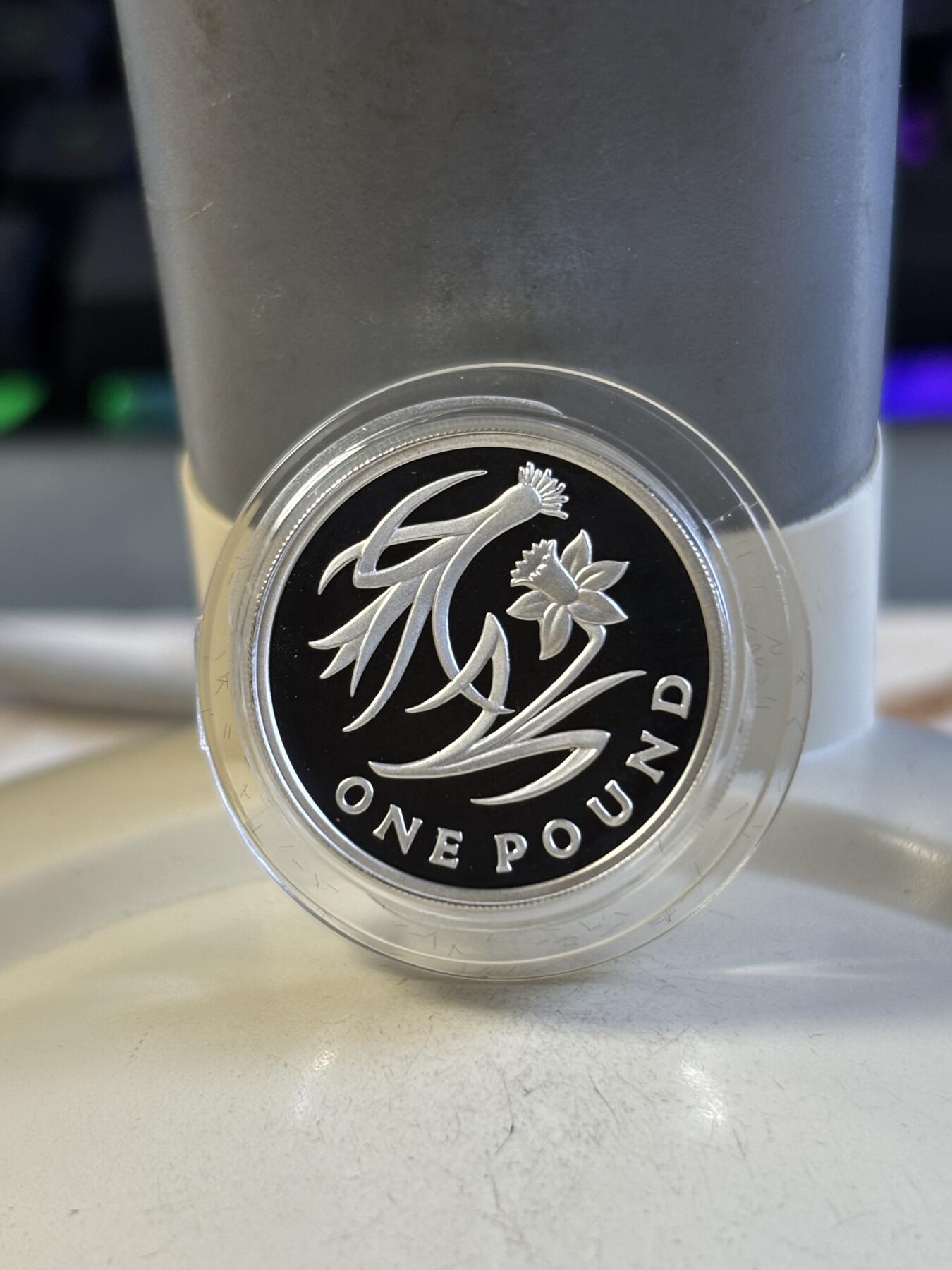 第192期拍卖 英国2013年花卉系列威尔士1镑精制加厚版纪念银币，925银，19克，发行3000枚