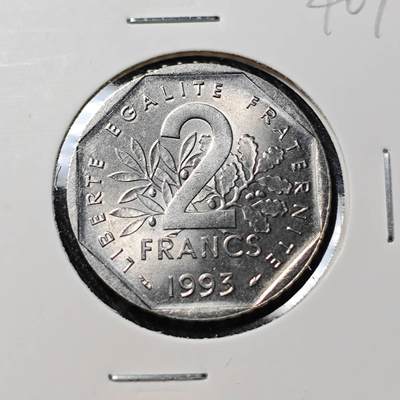 KK钱币收藏小铺   套币 批量/好品散币专场 2月预留时间 周末发货 -  1993法国2法郎 纪念币 好品