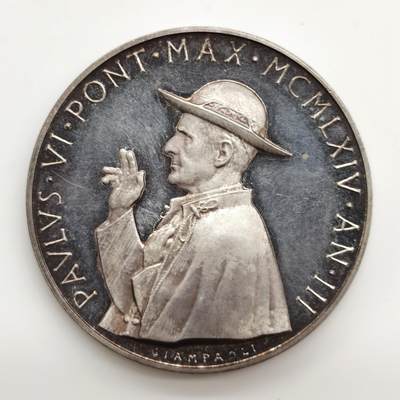 博洋堂世界钱币拍卖第163期（全场包邮） - 1964年梵蒂冈教皇保罗六世银章，44mm,，39.4g